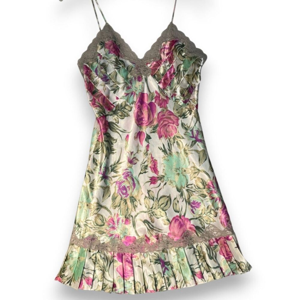 Vintage Victoria's Secret | Gold Label | Cream Pastel Floral Slip Dress | Sz S